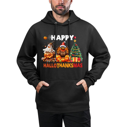 Retro Halloween Thanksgiving Christmas Happy HalloThanksMas Layering Staple Hoodie