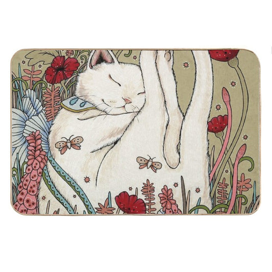 Poppies And Ladybug Bath Mat