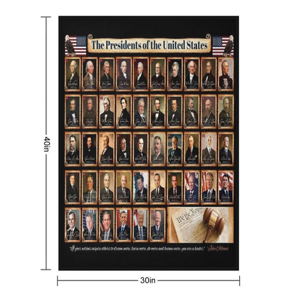 Presidents of The United States of America Horizontal in Full Color Throw Blanket