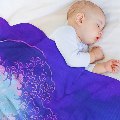 Aesthetic Great Wave Off Kanagawa Retro Vaporwave Throw Blanket