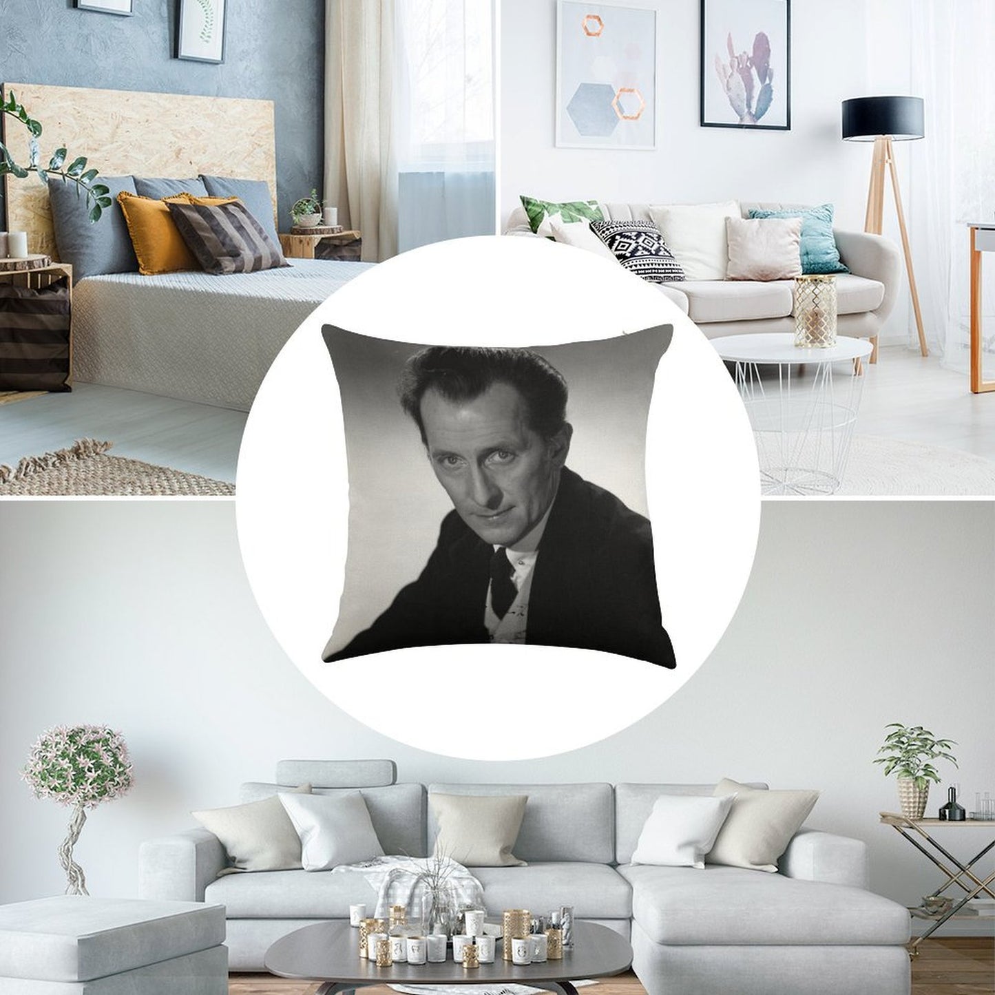 The  Peter Cushing Cushion Linen Throw Pillow Cover