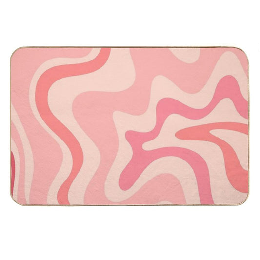 Liquid Swirl Retro Contemporary Abstract in Soft Blush Pink Bath Mat