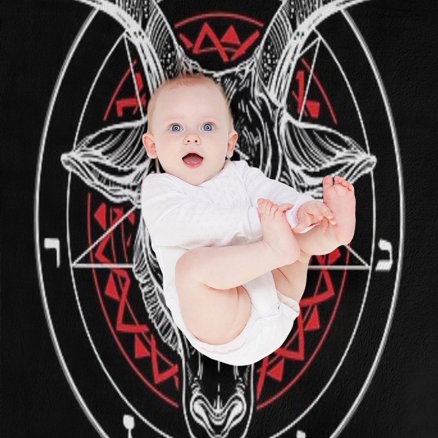 Satanic Goat Baphomet Circle Satan Symbol  Lucifer Devil Throw Blanket