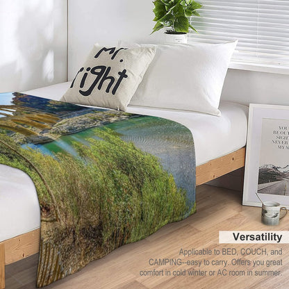 Roman Aqueduct Ruins, Pont Du Gard, Provence, France Color Photograph  Photography Throw Blanket