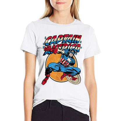 Marvel Avengers Vintage Captain America Avengers Comic  Oversized Silhouette T-Shirt