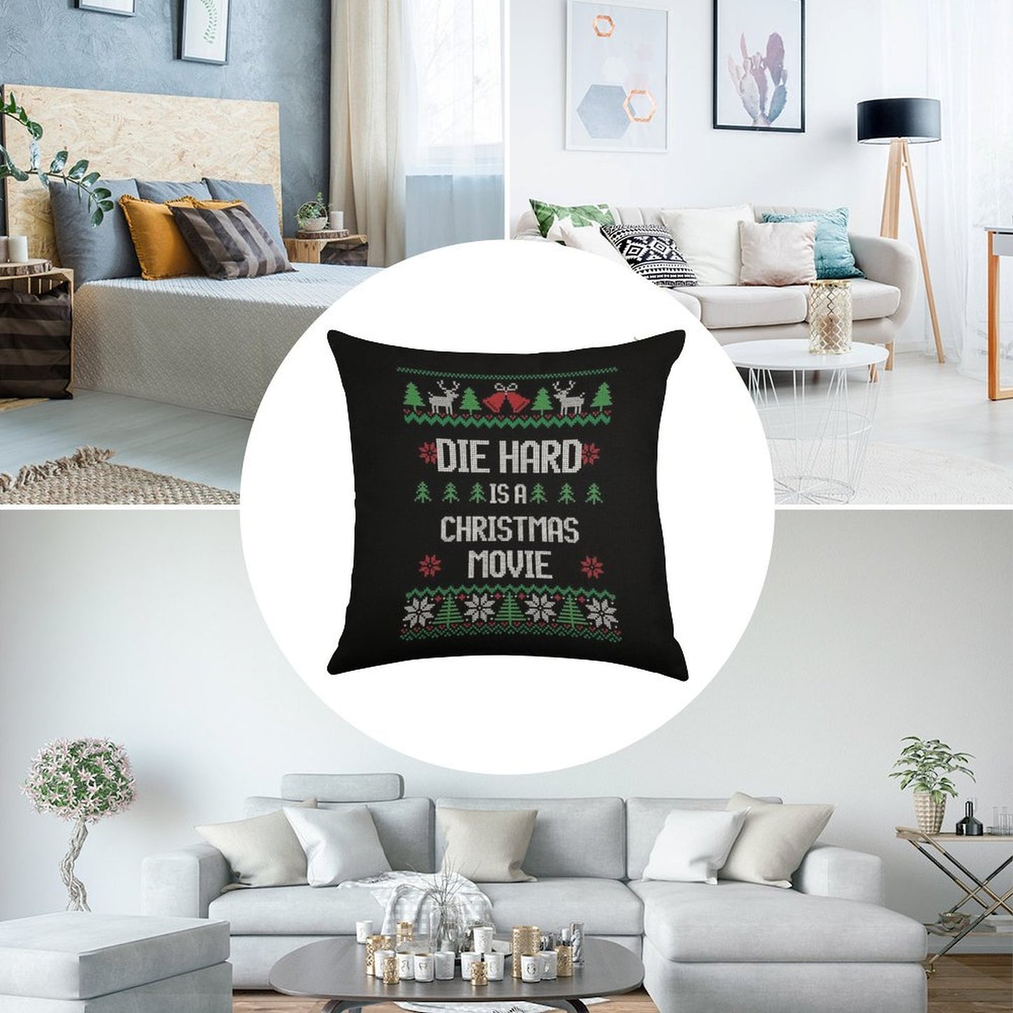 Die Hard Is A Christmas Movie Linen Throw Pillow Cover