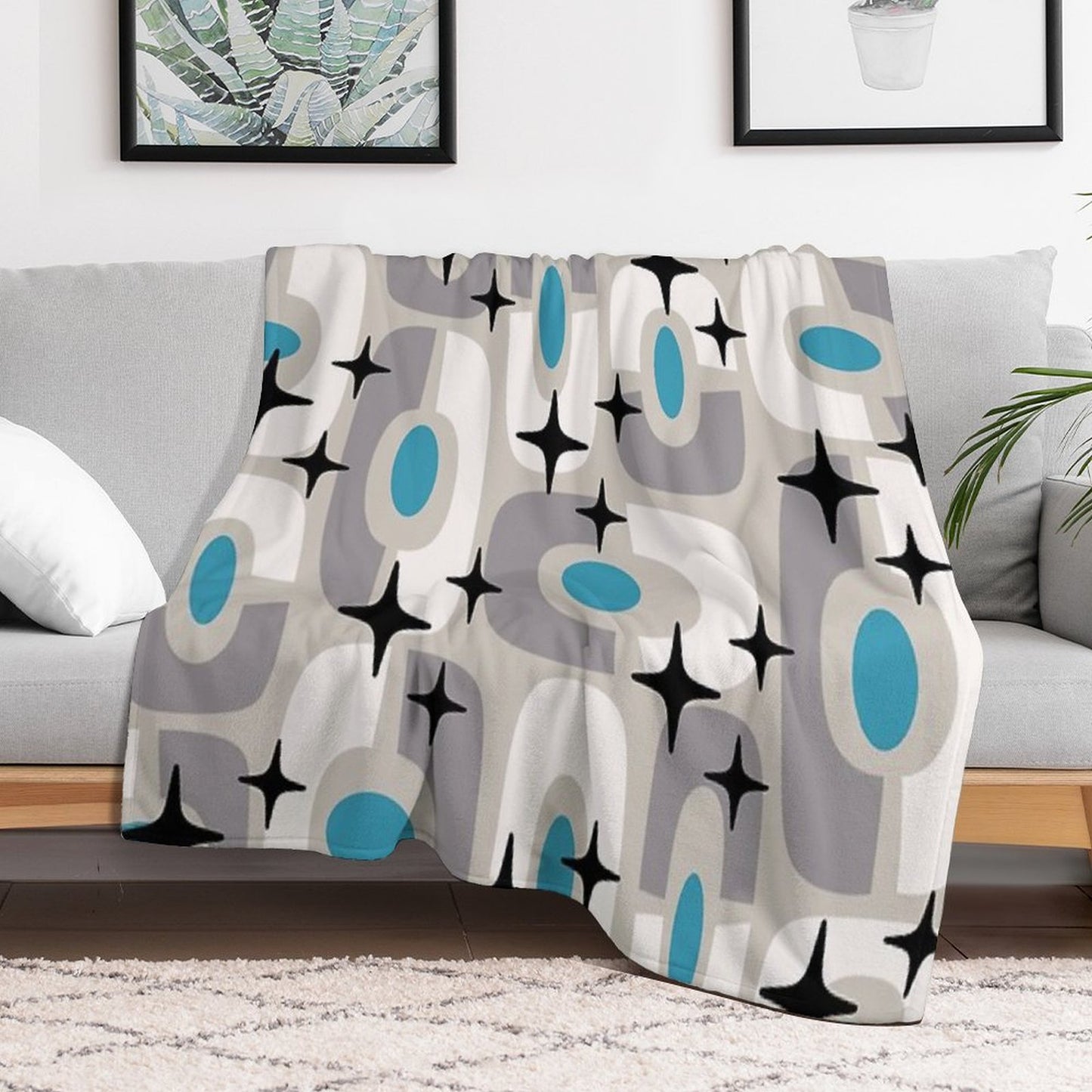 Retro Mid Century Atomic Composition 259 Throw Blanket