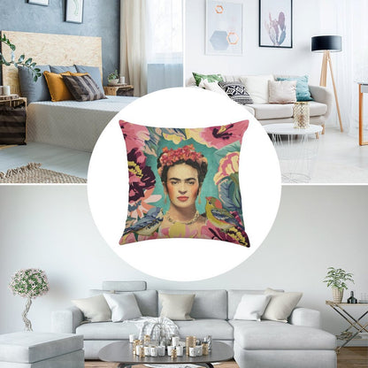 Frida Kahlo V Linen Throw Pillow Cover
