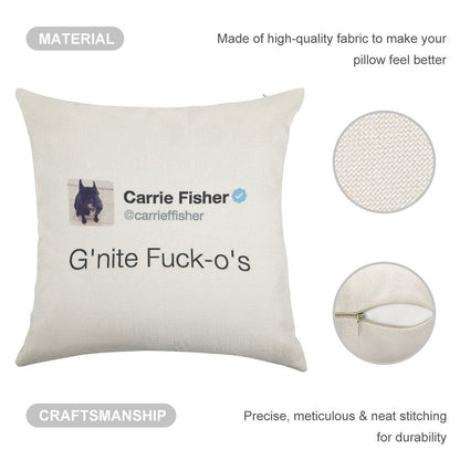 Carrie Fisher Tweets Linen Throw Pillow Cover