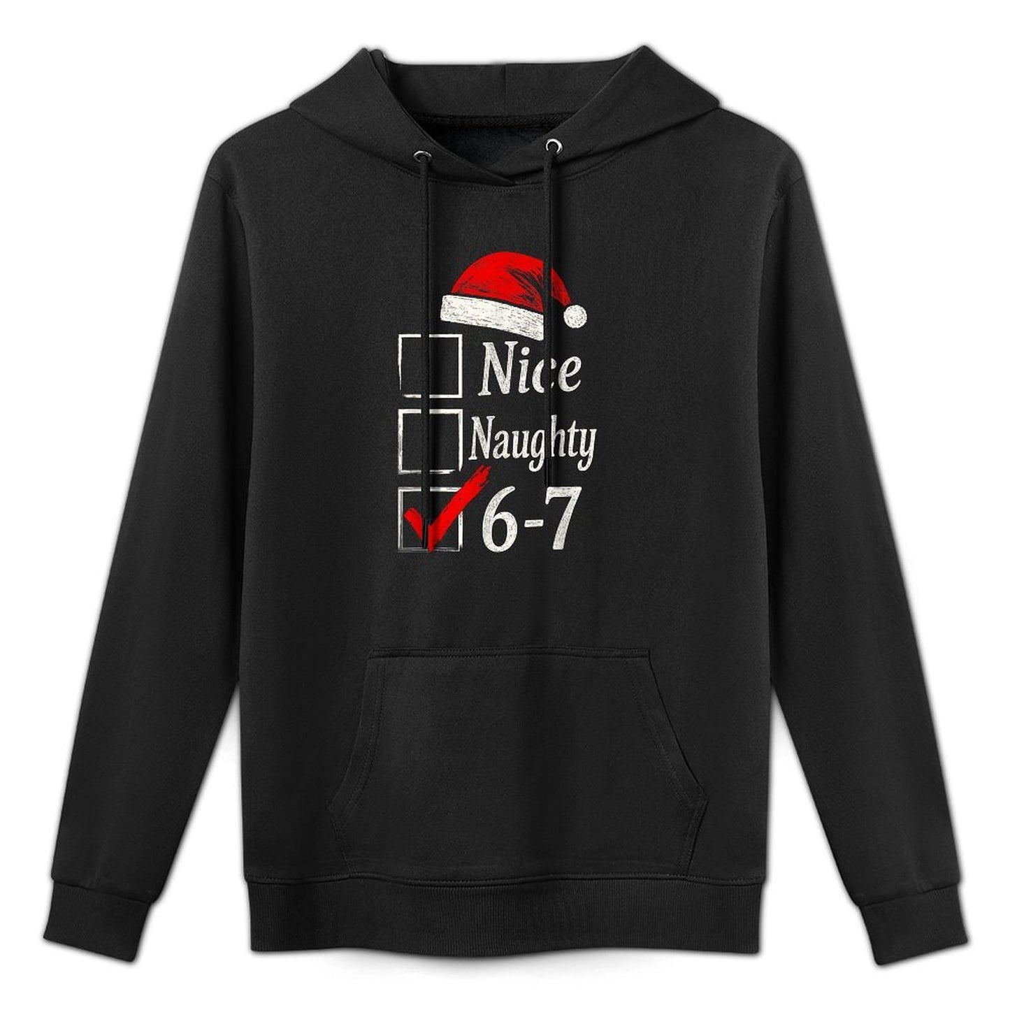 6-7 Meme Nice Naughty 67 Christmas Brain Rot Funny Graphic Machine Washable Hoodie