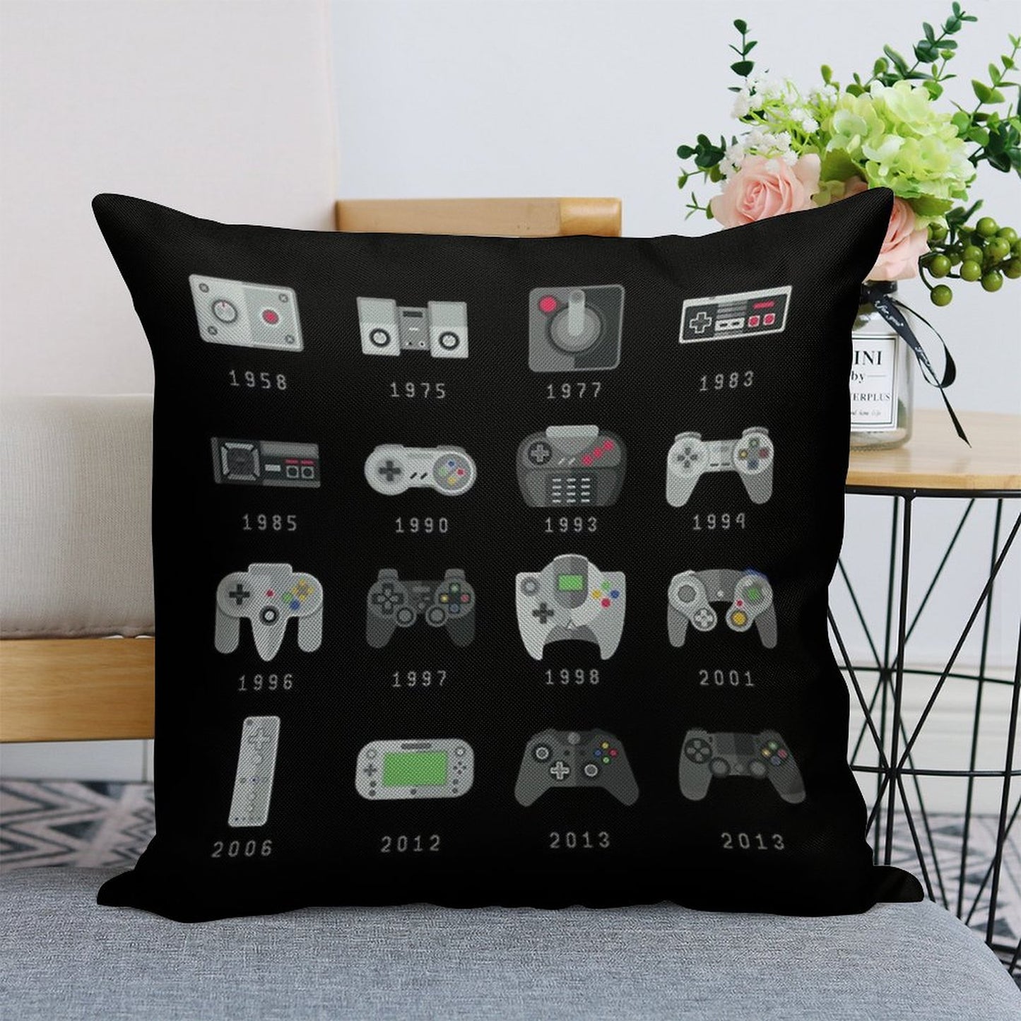 Geek Gaming Controllers Linen Throw Pillow Cover