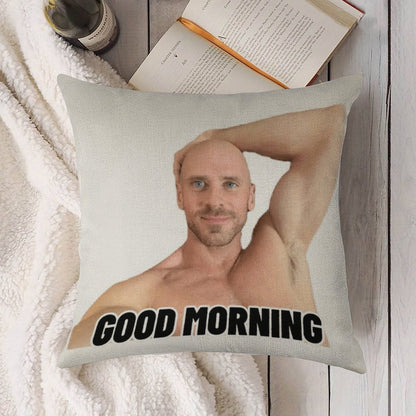 Johnny Sins Good Morning Linen Throw Pillow Cover
