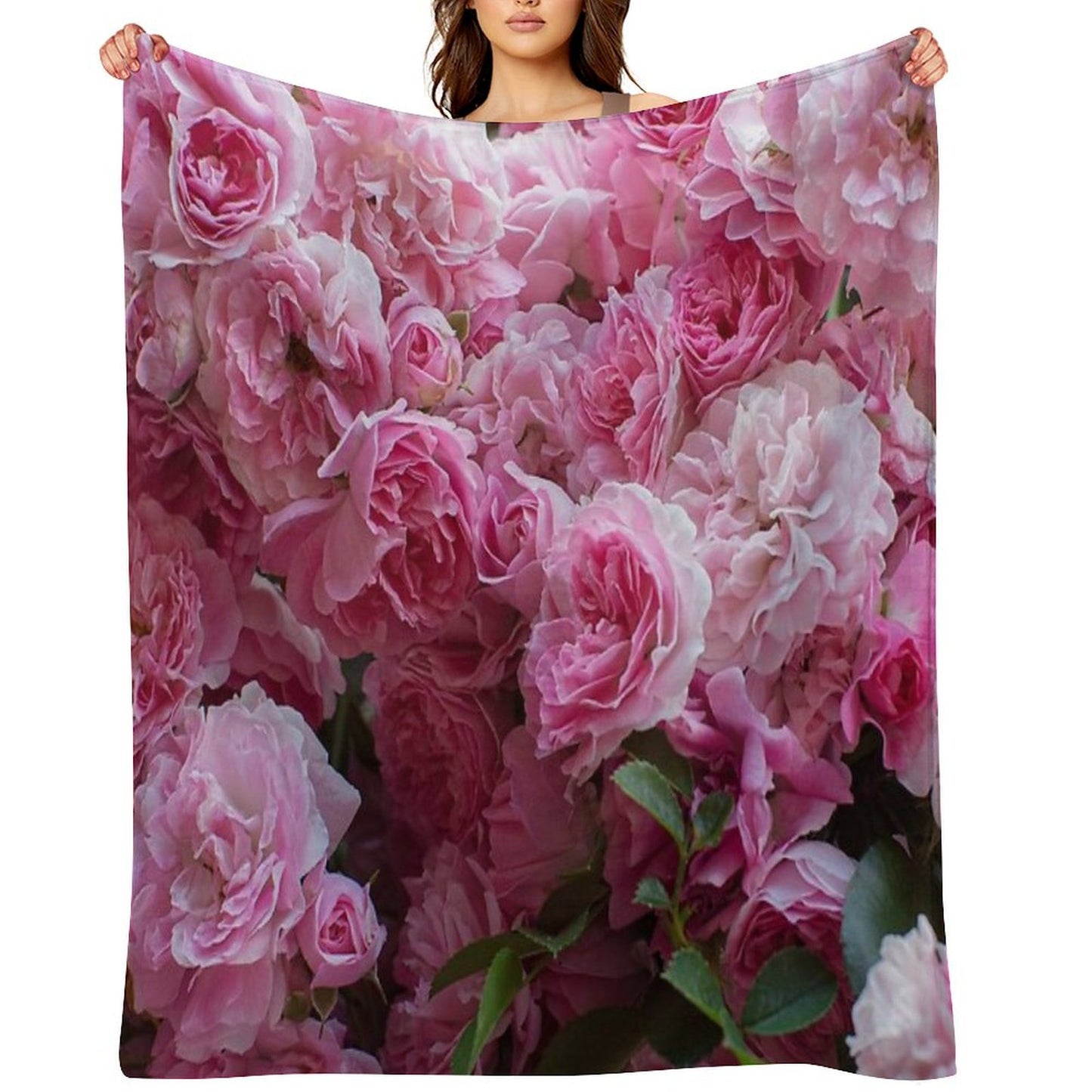 Pink Peonies Garden Throw Blanket