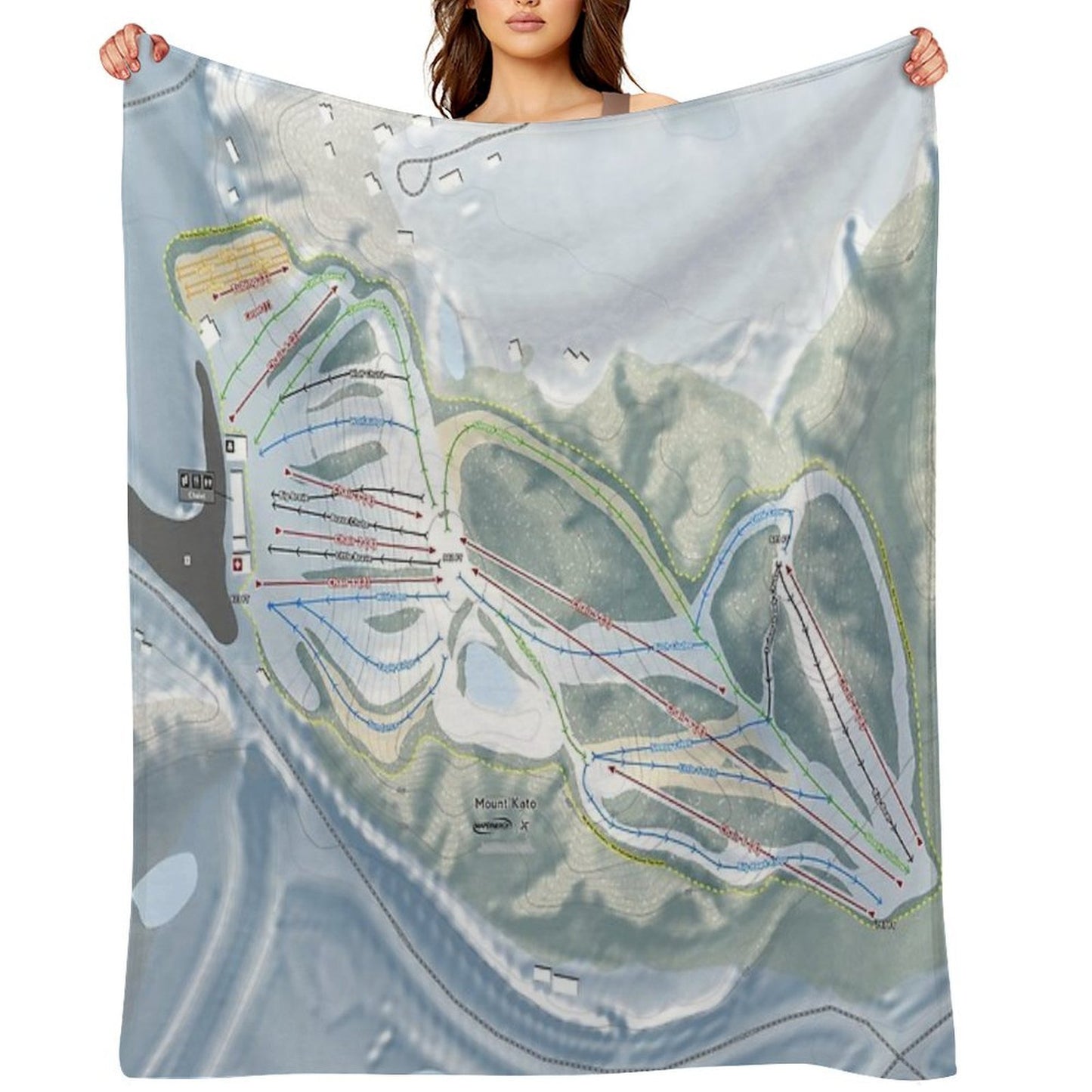 Mount Kato Resort Trail Map Throw Blanket