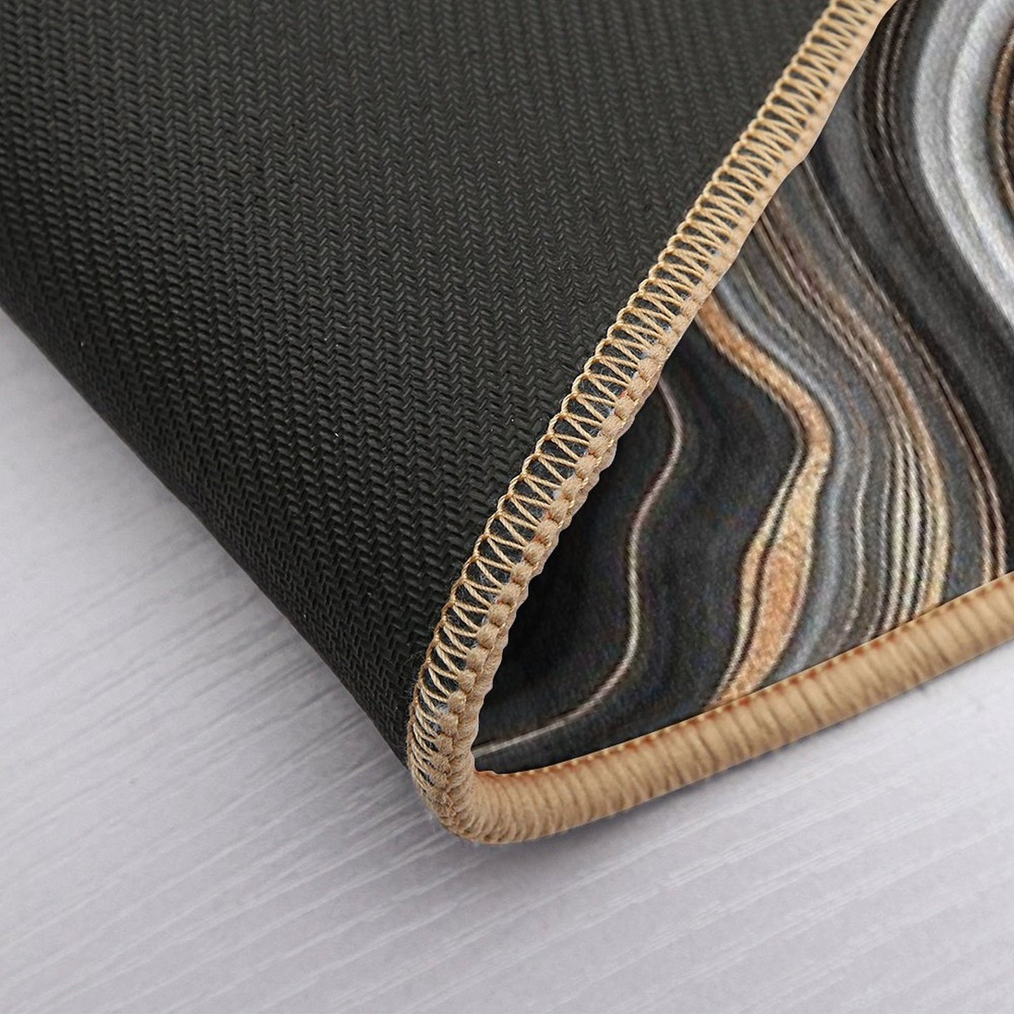 Elegant Black And Gray Faux Marble with Gold Veins Bath Mat