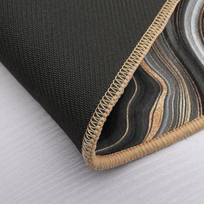 Elegant Black And Gray Faux Marble with Gold Veins Bath Mat