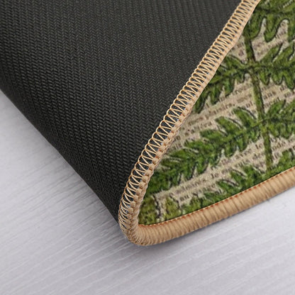 Vintage Foliage Hipster Botanical Print Fern Leaves Bath Mat