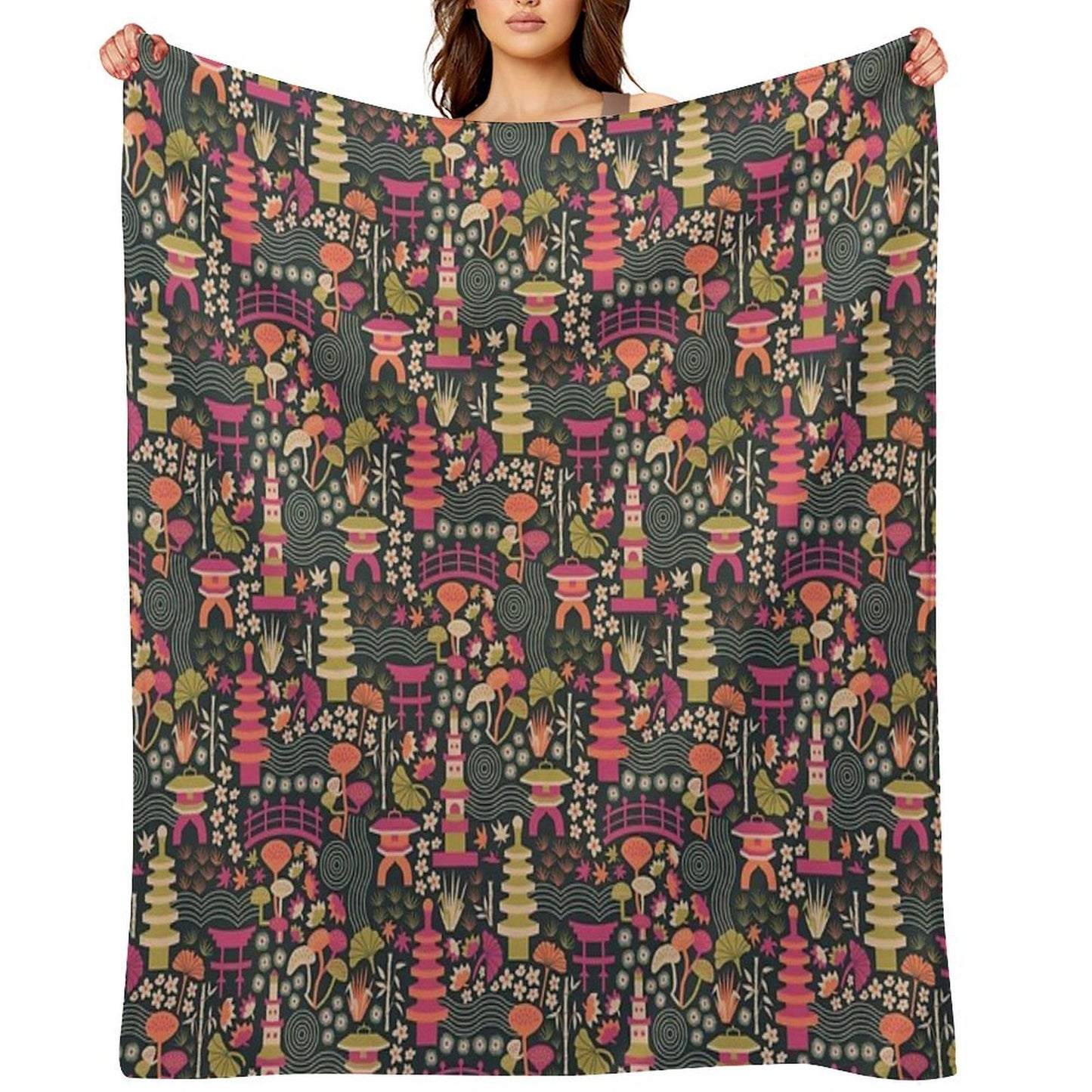 Zen Garden Based on The Japanese Tea Garden in Golden Gate Park Throw Blanket