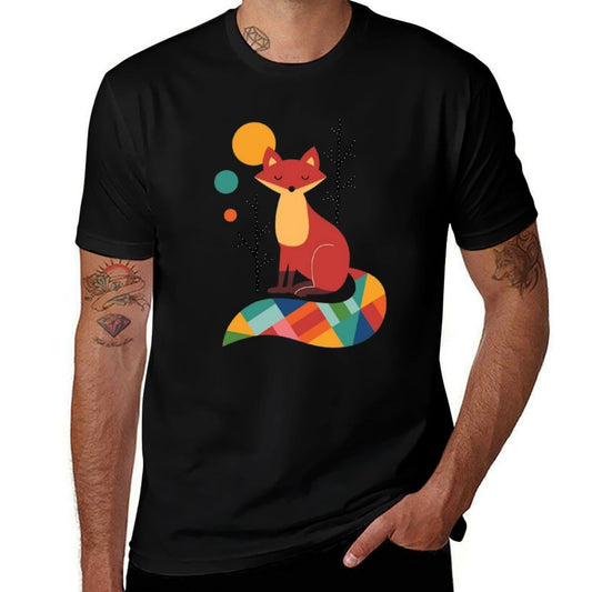 Rainbow Fox  Rolled Sleeves T-Shirt