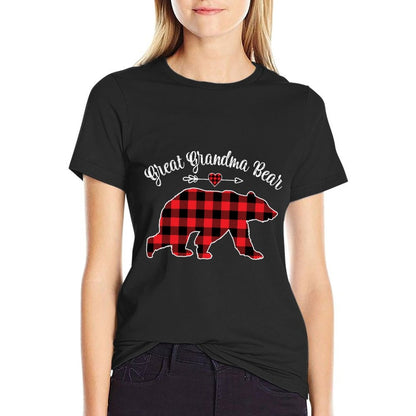 Red Plaid Christmas Costume Great Grandma Bear Ugly Holiday  Trendy Pattern T-Shirt