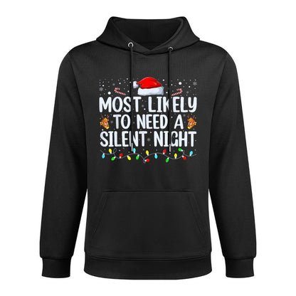 Most Likely to Need A Silent Night Family Christmas Pajamas Easy Care Hoodie