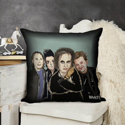 Original Fan Art, Drawing by Bagzy, Goth Rock, Alternative Music, 80s Linen Throw Pillow Cover