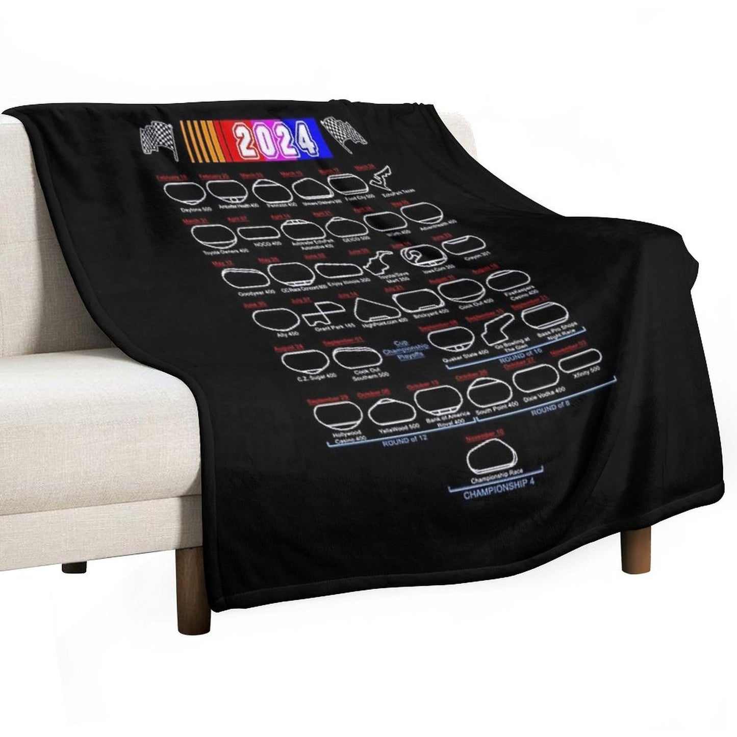 Schedule Nascar Cup Series 2024 Throw Blanket