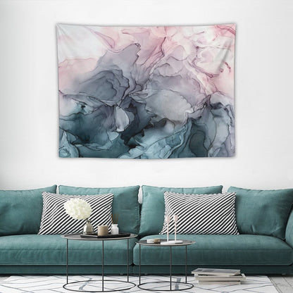 Blush And Payne's Grey Flowing Abstract Painting Tapestry