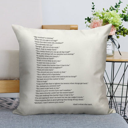 Every That's What She Said From The Office Linen Throw Pillow Cover