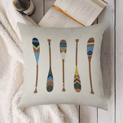 Painted Oars Linen Throw Pillow Cover