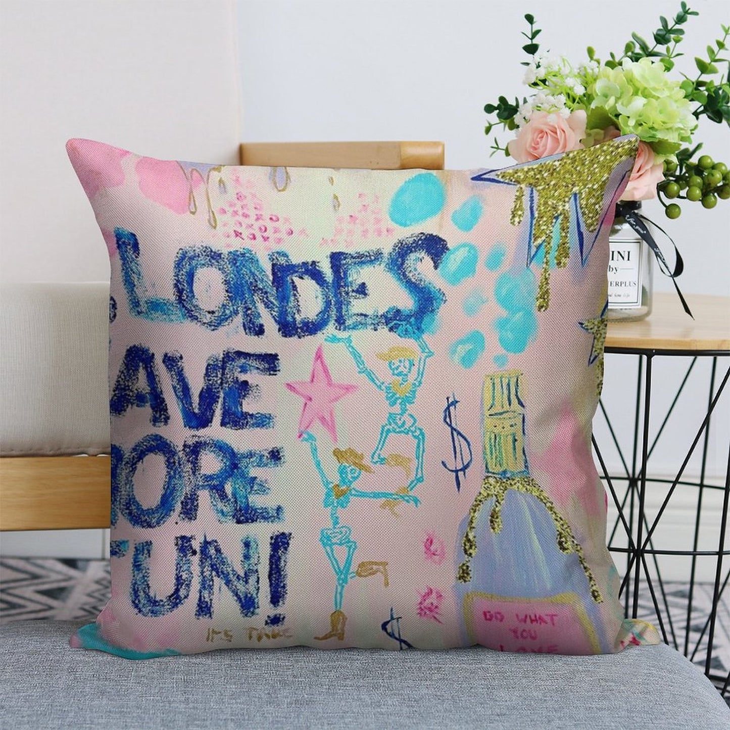 Blondes Have More Fun Linen Throw Pillow Cover