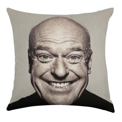 Hank Schrader Dean Norris Happy Face Linen Throw Pillow Cover