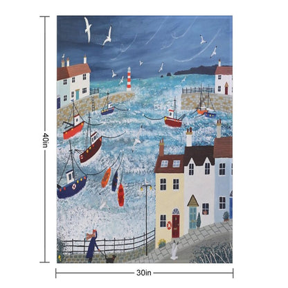 Stormy Harbour Throw Blanket