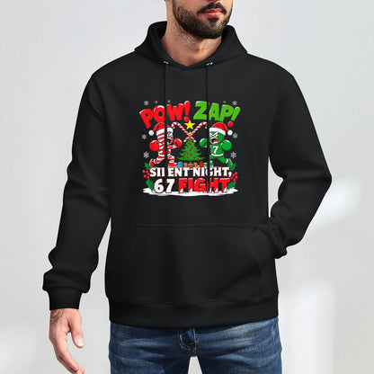 Funny 6-7 Meme Slang Trend Silent Night 67 Fight Christmas Breathable Fabric Hoodie