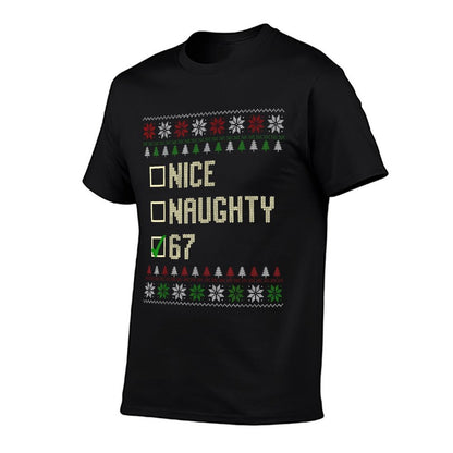 Nice Naughty 67 Funny Ugly Sweater Slang Brainrot Humor Xmas  Vintage-inspired T-Shirt