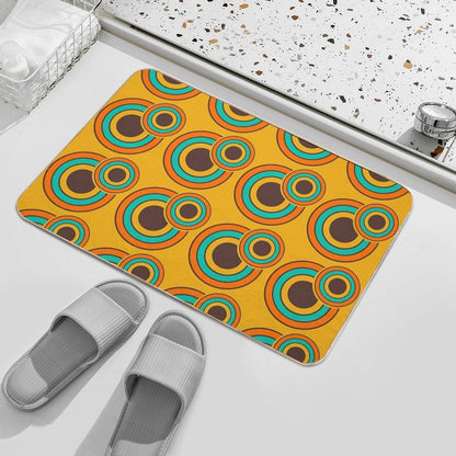 1970's Retro Circles  Vintage 70s Seventies Pattern Bath Mat