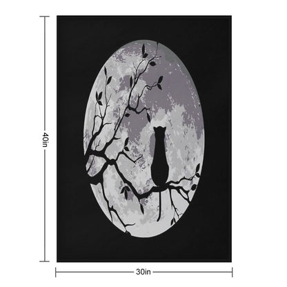The Cat And The Moon Throw Blanket