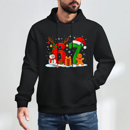 Funny Six Seven 67 Meme 6 7 Elf Santa Christmas Pajamas Kids Casual Wear Hoodie