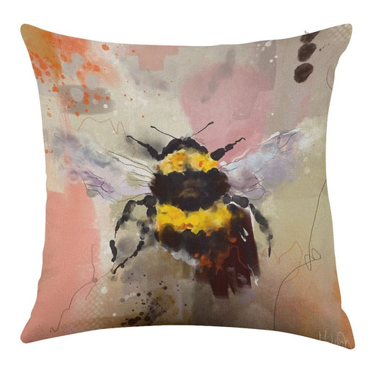 Bees Are Buzzing Linen Throw Pillow Cover