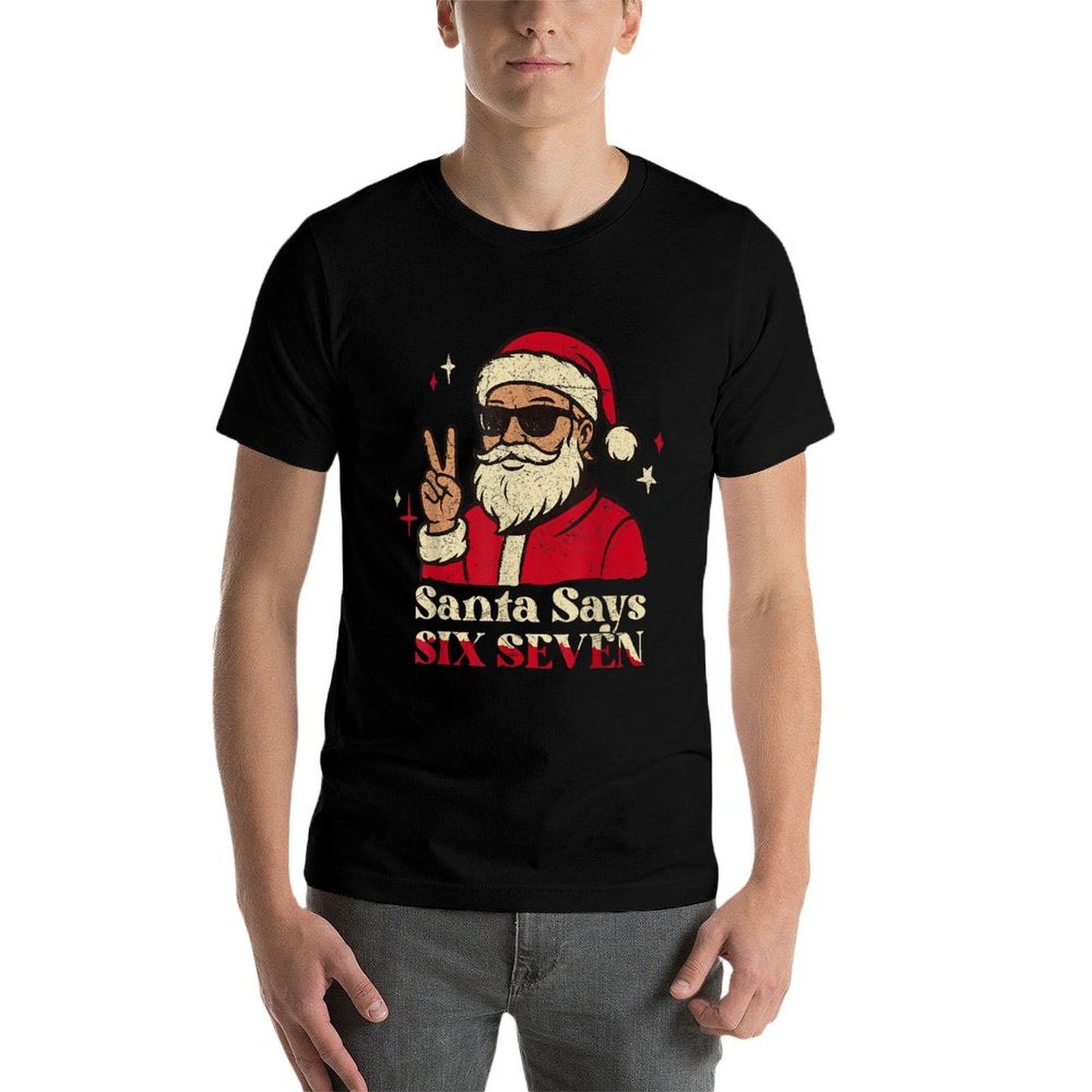 Funny Santa Says Six Seven 67 Meme Christmas Holiday 6 7  Oversized Silhouette T-Shirt