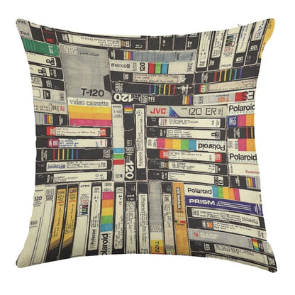 VHS Linen Throw Pillow Cover