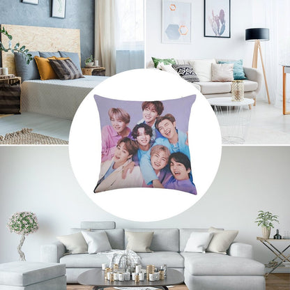 Vintage BTS Linen Throw Pillow Cover