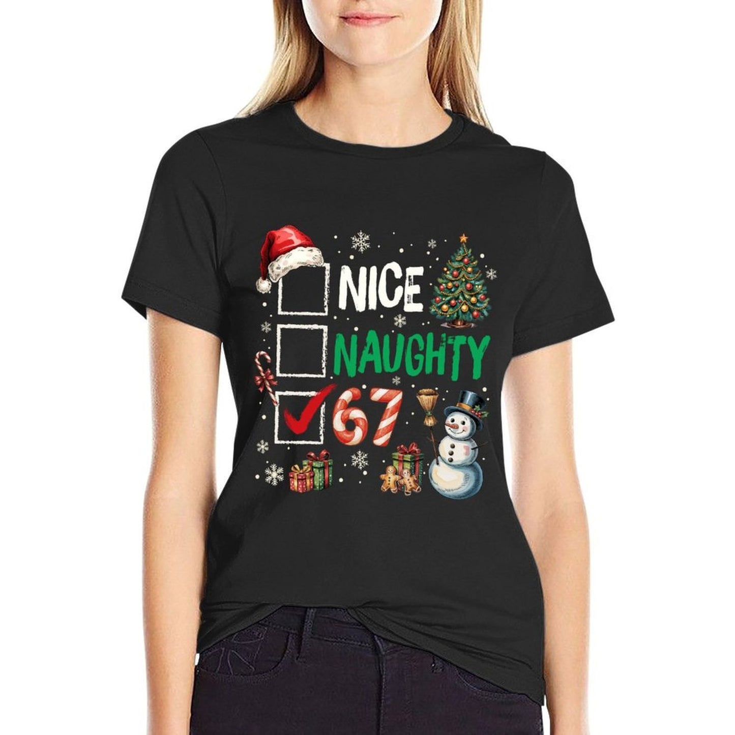 67 Nice Naughty 67 Funny Christmas Boys Girls Kids Men  Quick-drying T-Shirt