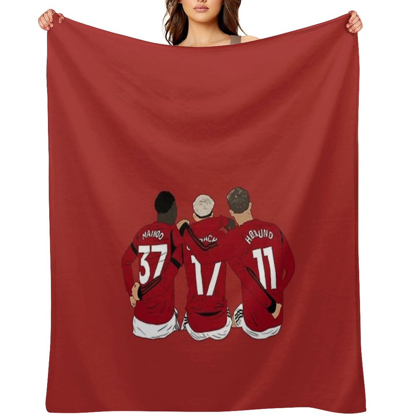 Kobbie Mainoo Alejandro Garnacho Rasmus Hojlund United Youth Trinity Minimalist Throw Blanket