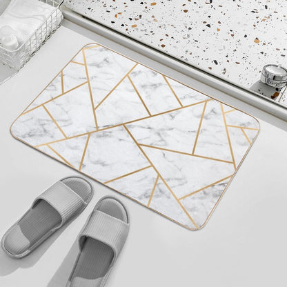 White Marble And Gold Geo Bath Mat