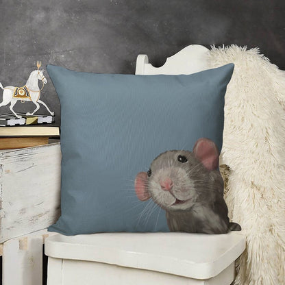 The Peeking Rat Linen Throw Pillow Cover