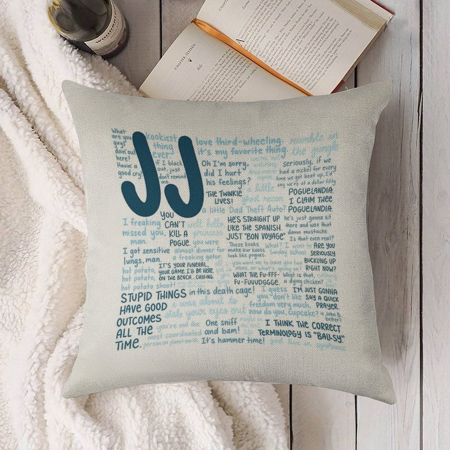 JJ Outer Banks S2 Quotes Linen Throw Pillow Cover