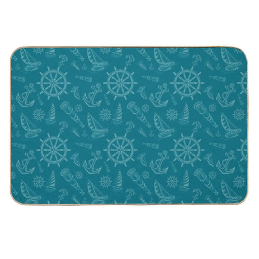 New Nautical Sketches Tone on Tone Using Florida Color Palette by Benjamin Moore- Naples Blue  Absorbent Bath Mat