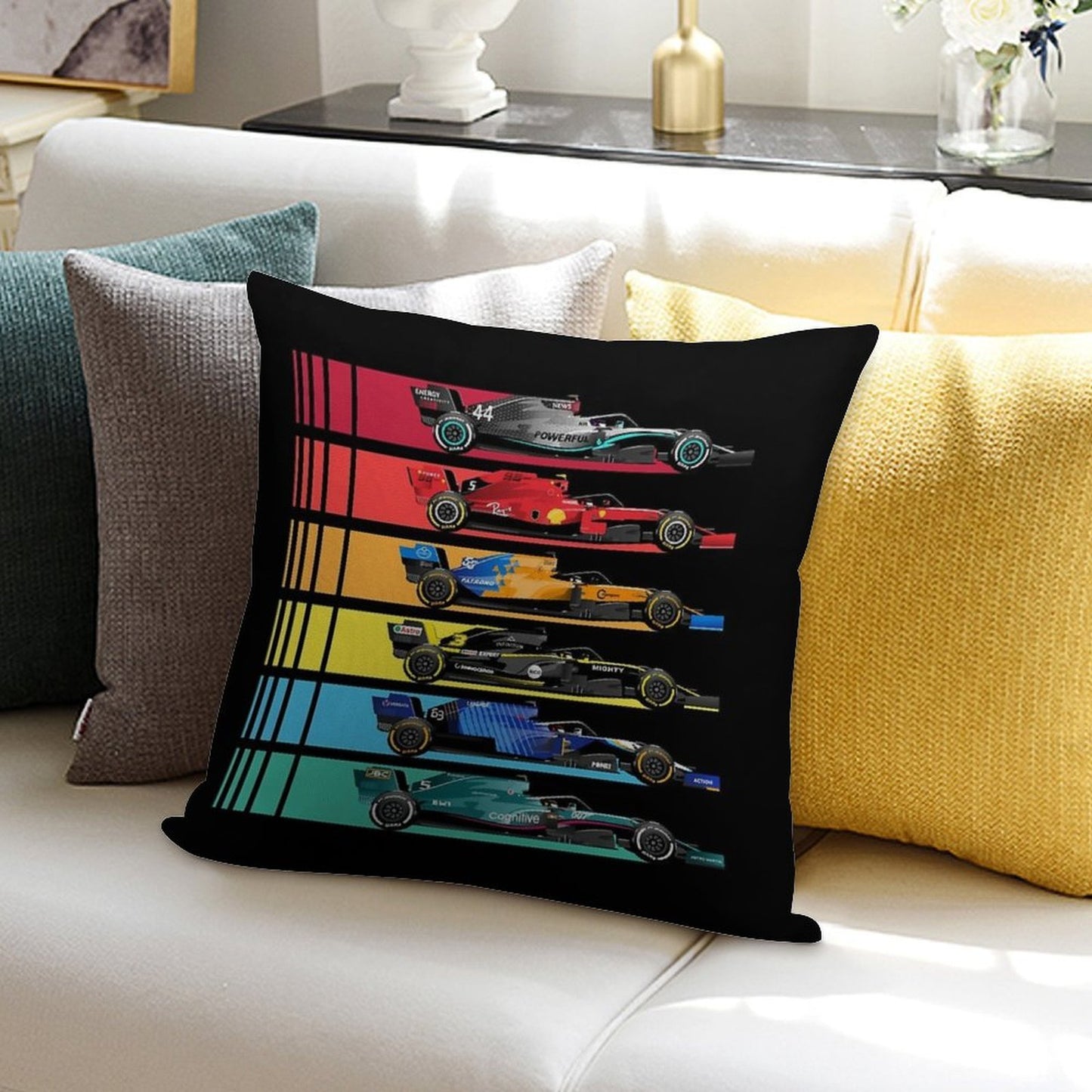 Formula Racing Cars 2023 Soft Shrink-Resistant Throw Pillow
