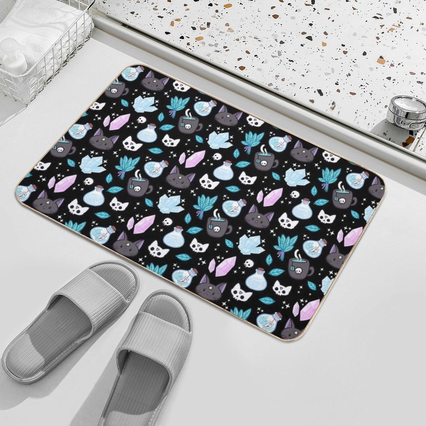 Herb Witch  Black  Nikury  Absorbent Bath Mat